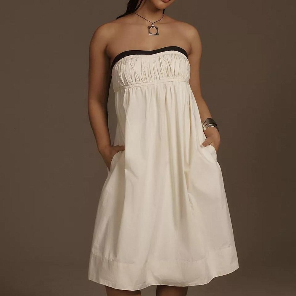 Maeve Strapless Babydoll Midi Dress Large Anthropologie NWT